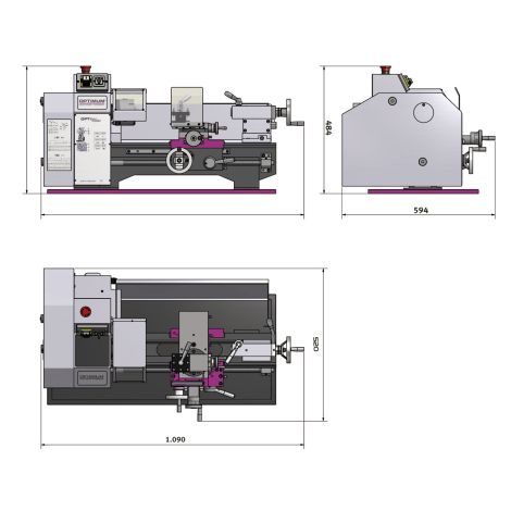 Tokarka o mocy silnika 750 W TU 2406 400V Optimum kod: 3420353 - 3